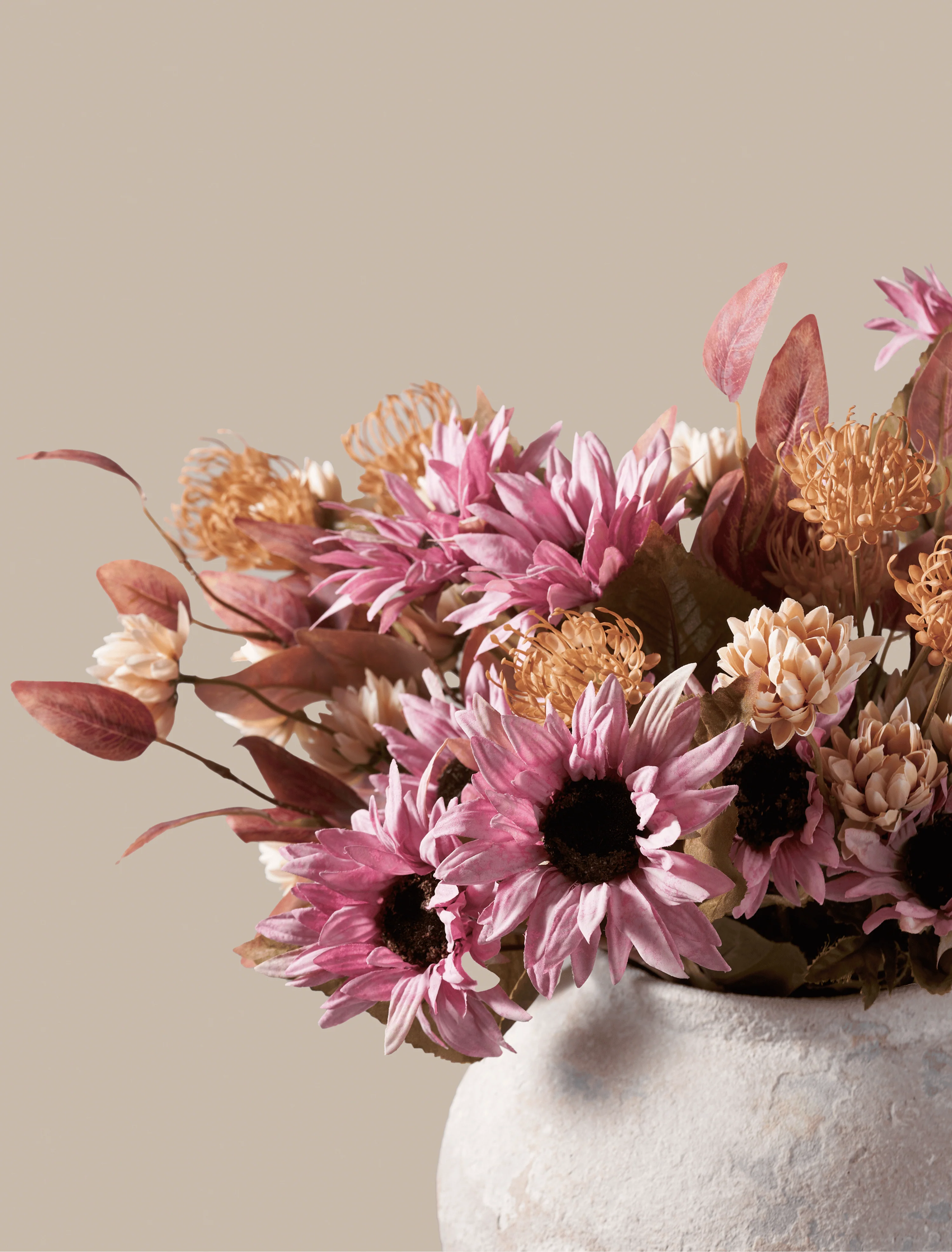 Faux Autumn Arrangement - Pink & Beige - Image 3