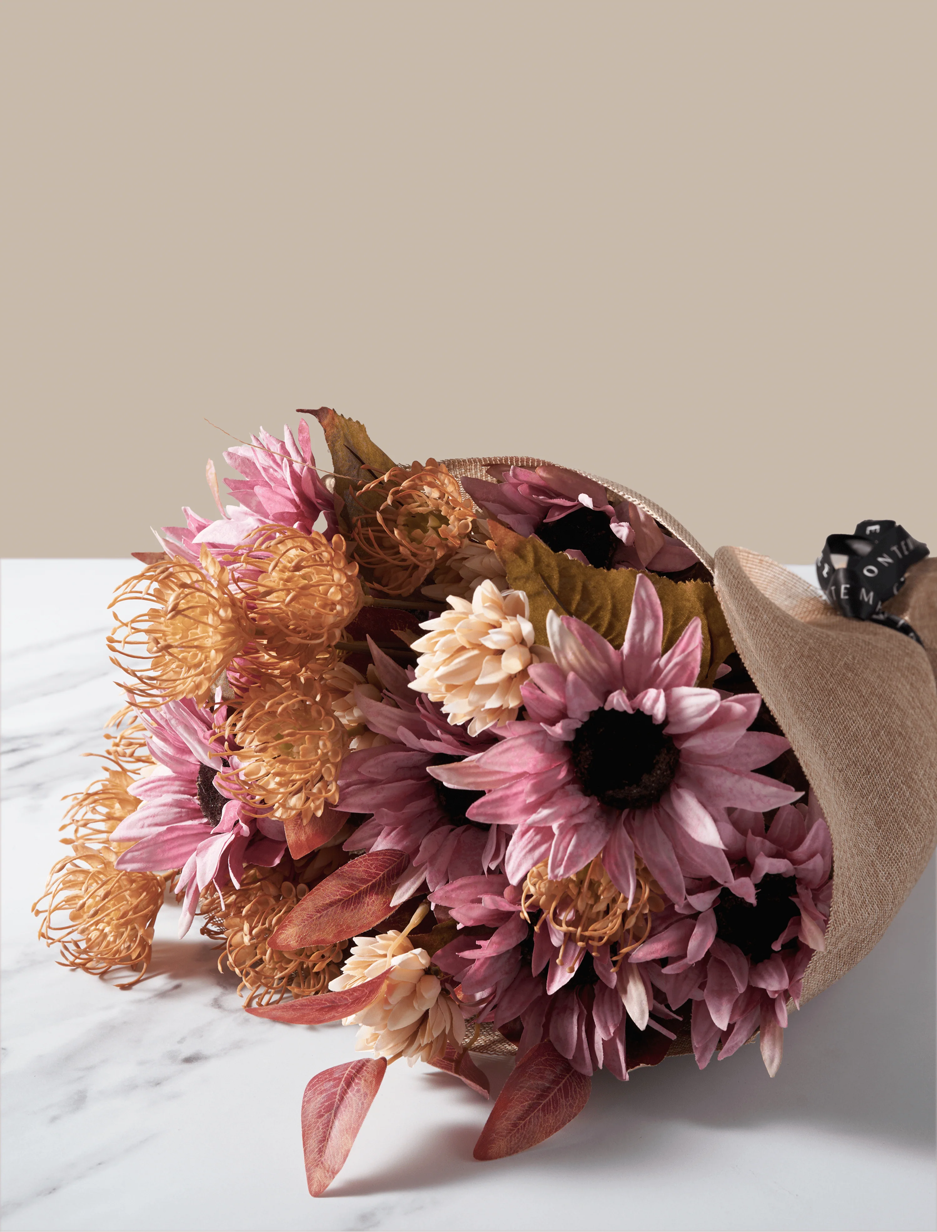 Faux Autumn Arrangement - Pink & Beige - Image 4