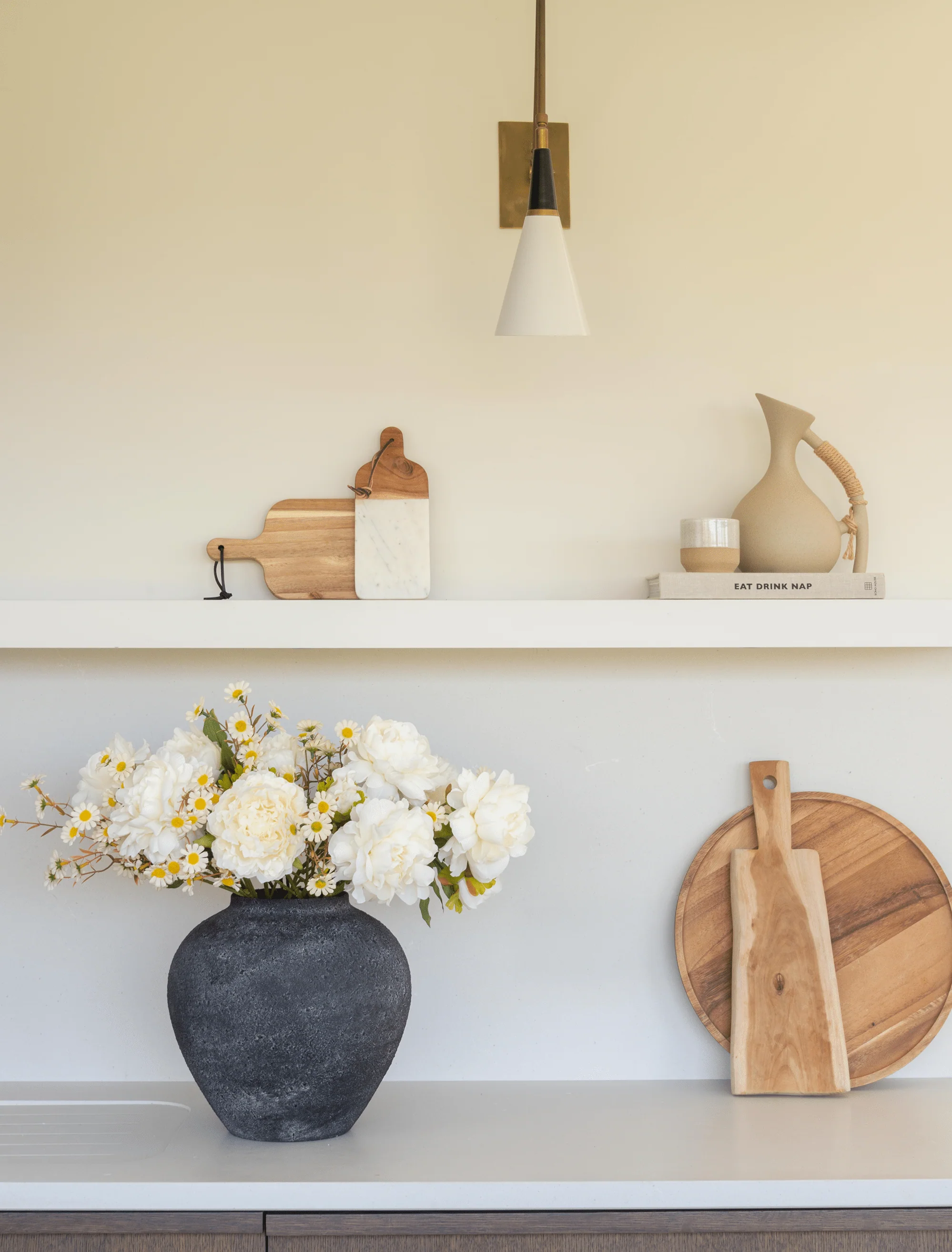 Faux Arrangement - White Peony & Daisy - Image 2