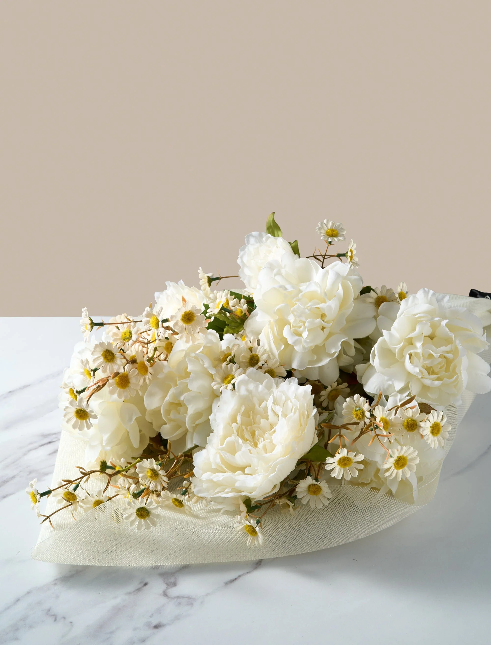 Faux Arrangement - White Peony & Daisy - Image 5