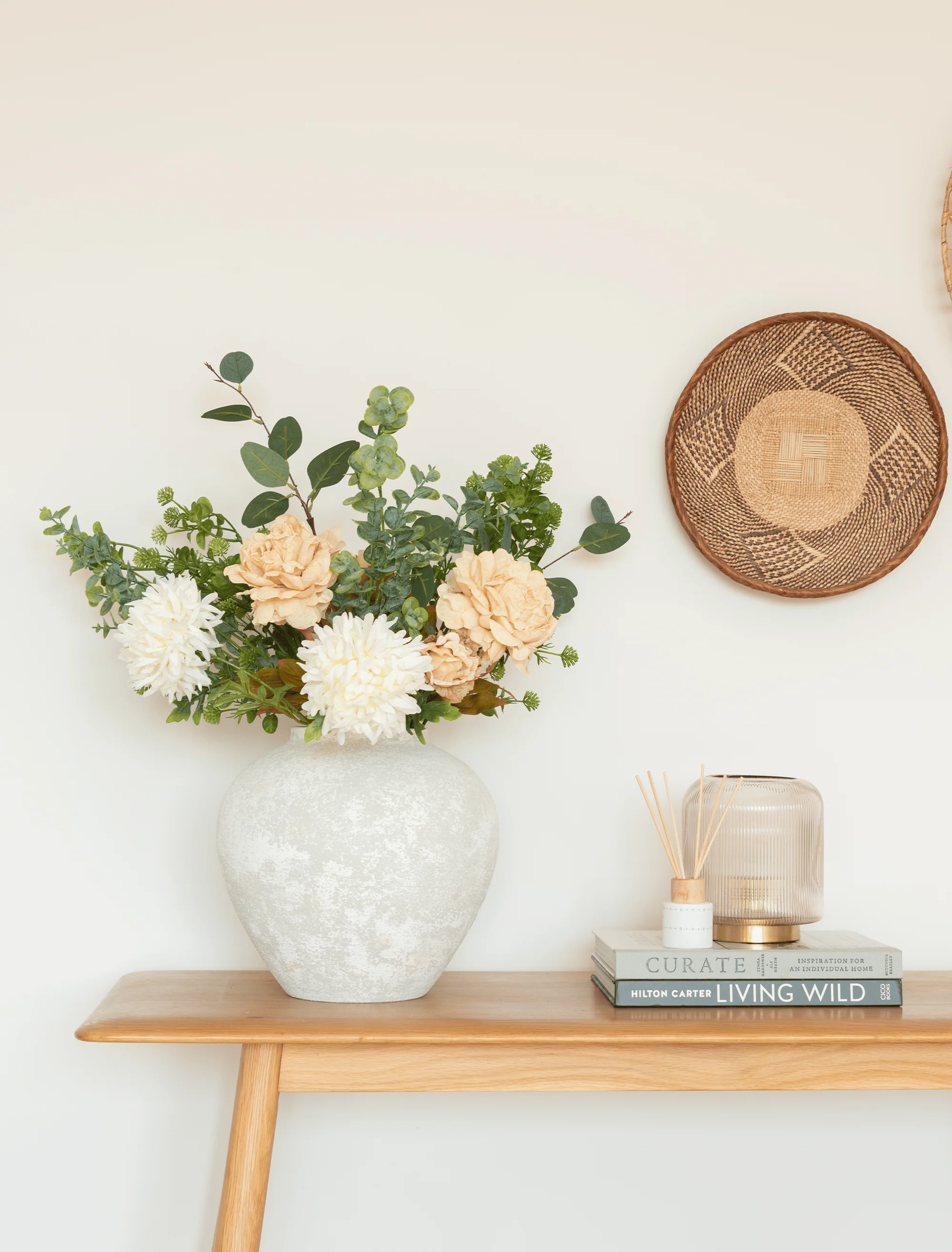 Faux Arrangement - Cream Peony & Eucalyptus - Image 3