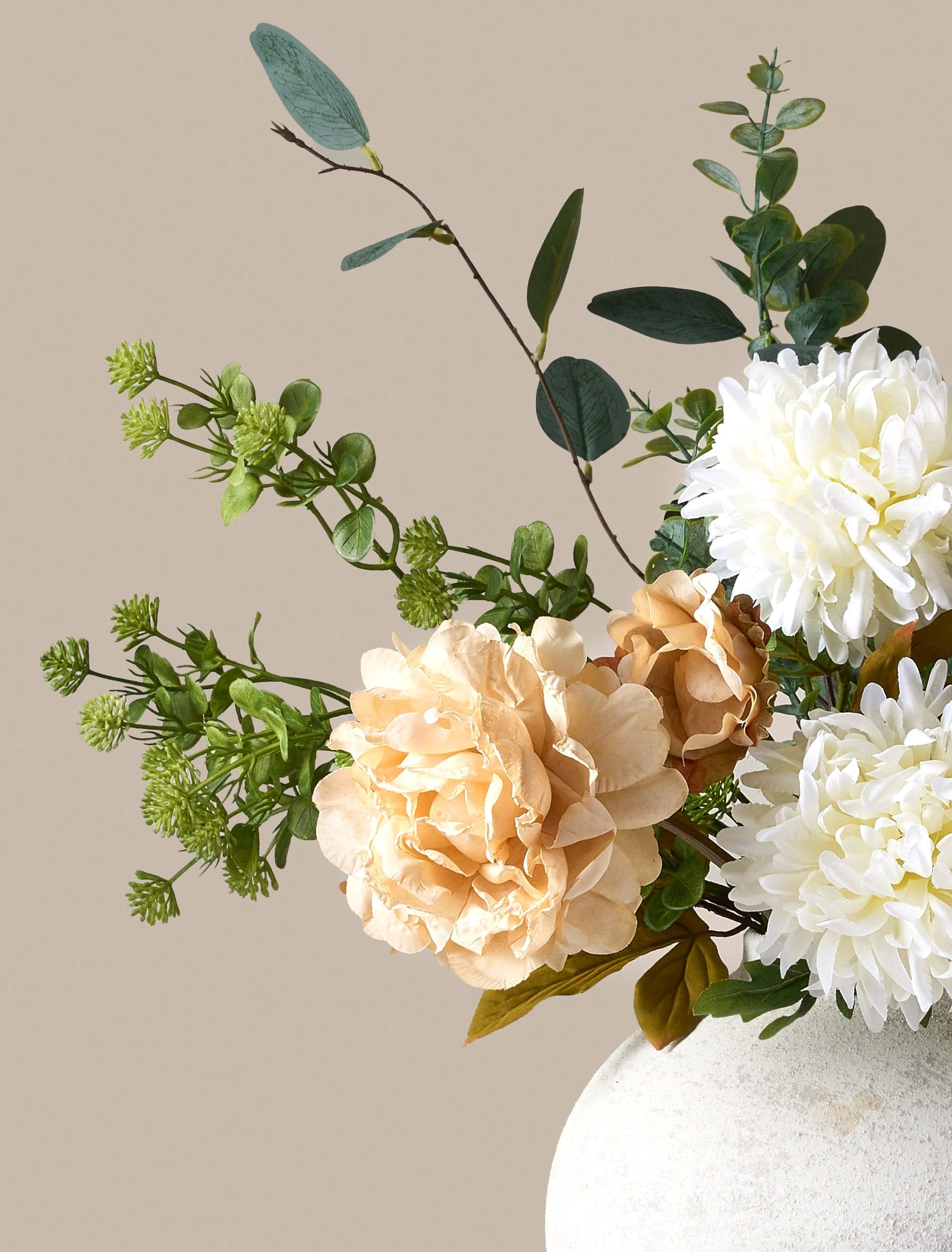 Faux Arrangement - Cream Peony & Eucalyptus - Image 4