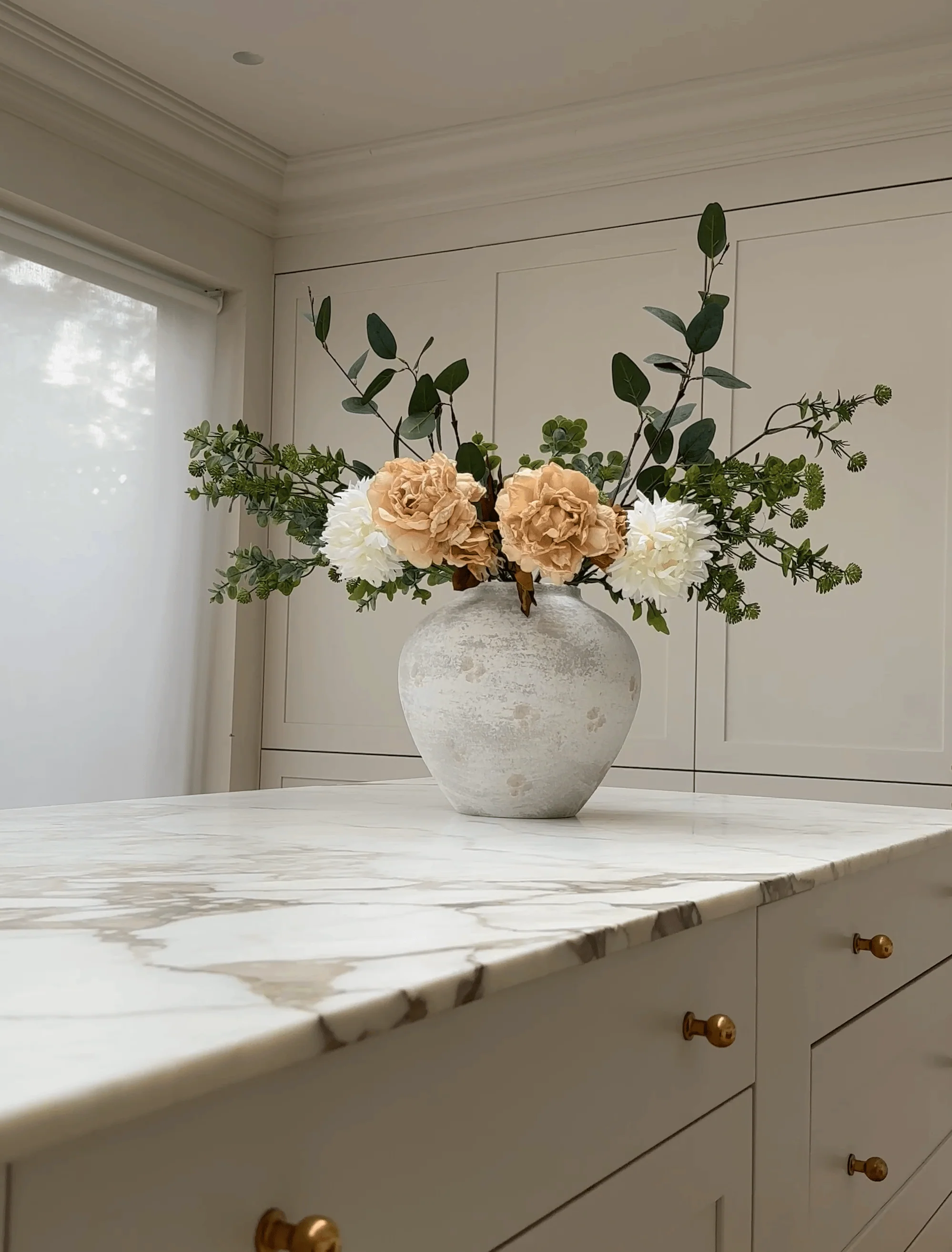 Faux Arrangement - Cream Peony & Eucalyptus - Image 7