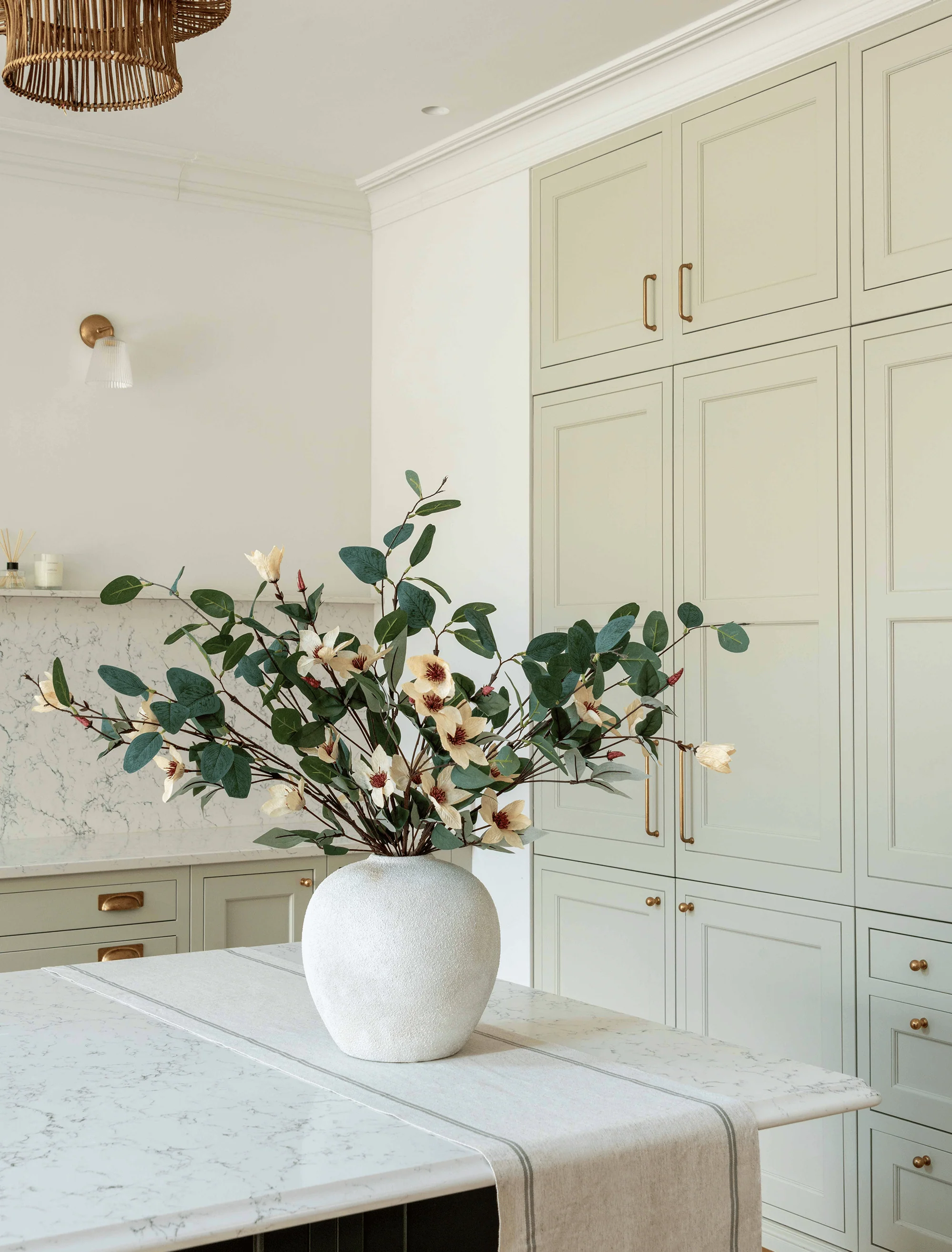 Faux Arrangement - Eucalyptus and Cream Magnolia - Image 2