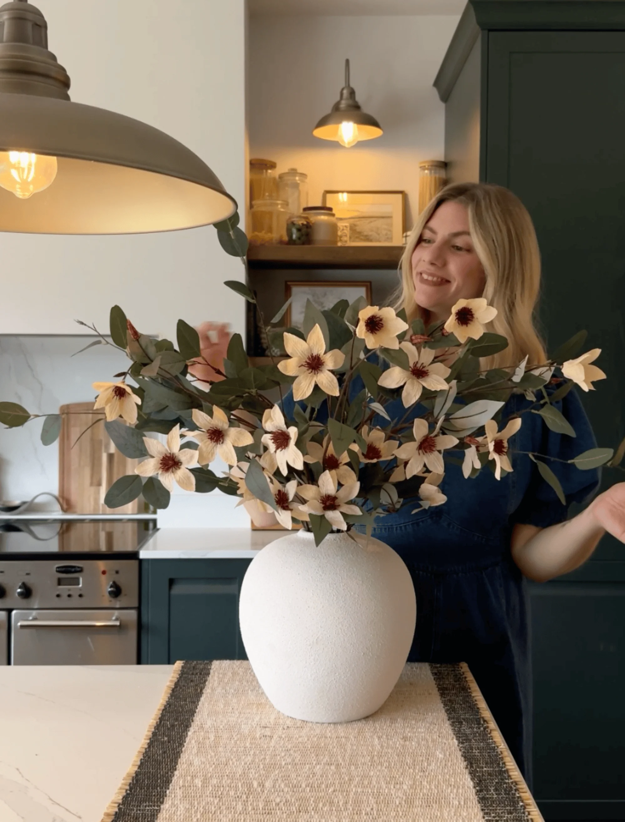 Faux Arrangement - Eucalyptus and Cream Magnolia - Image 3