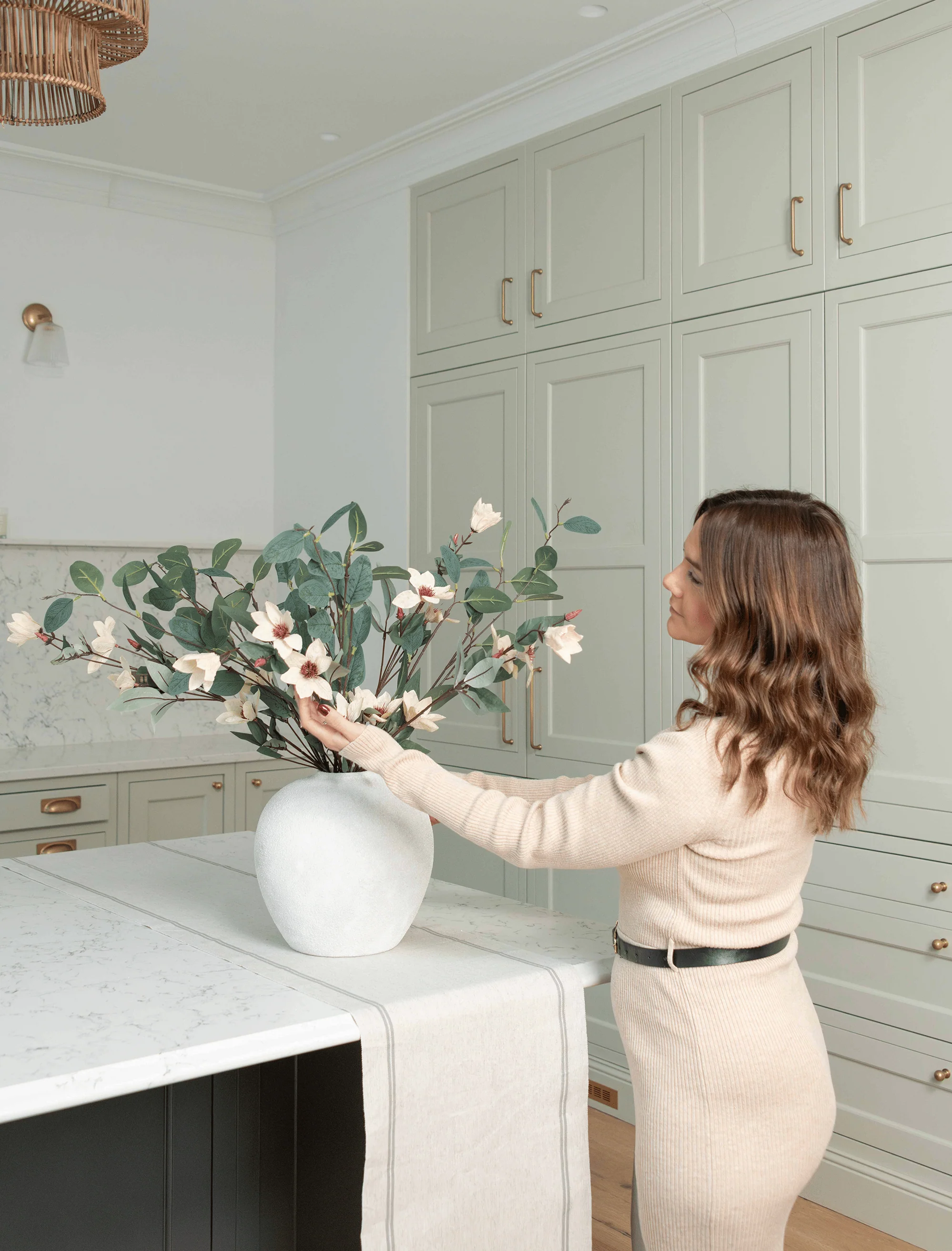 Faux Arrangement - Eucalyptus and Cream Magnolia - Image 5