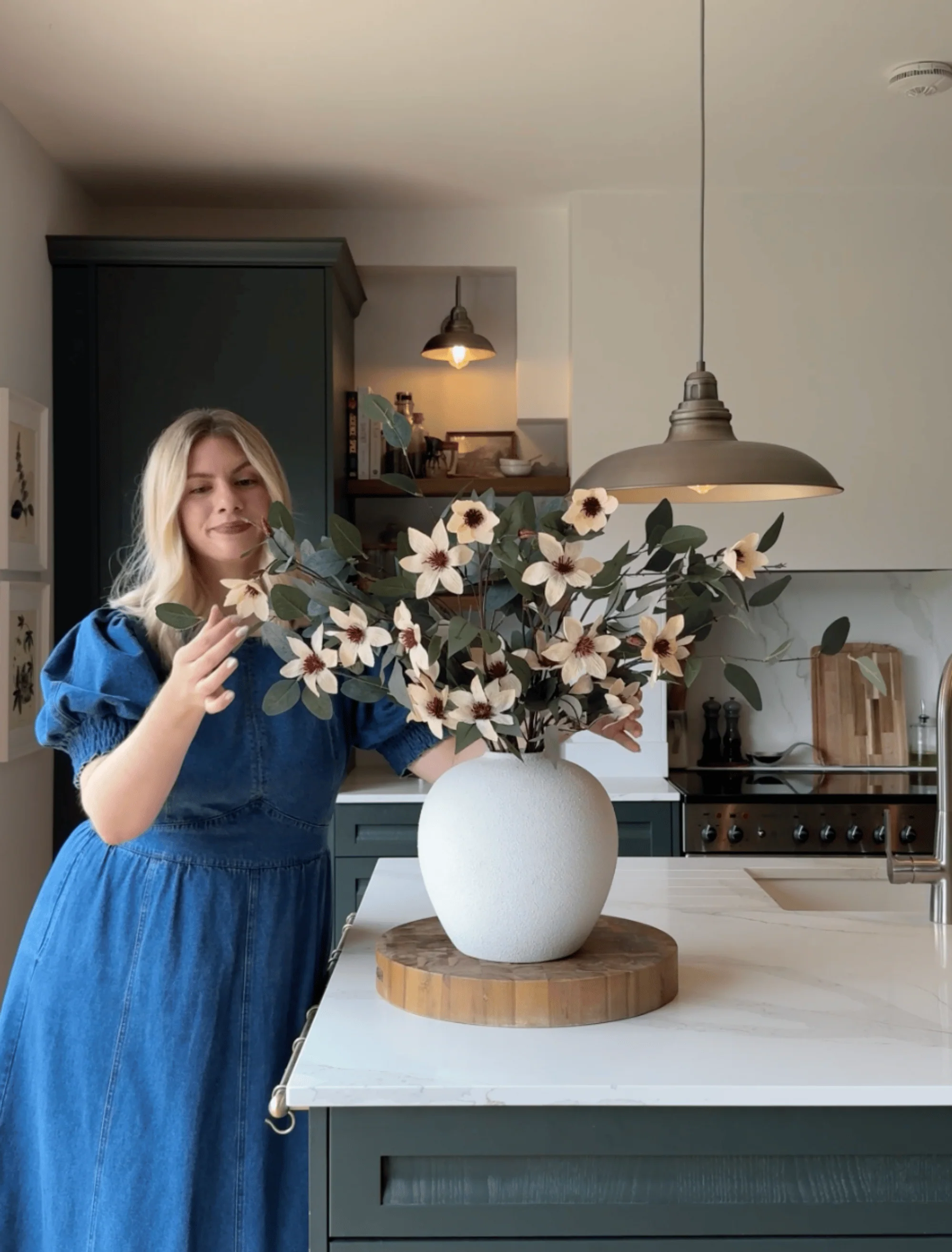 Faux Arrangement - Eucalyptus and Cream Magnolia - Image 7