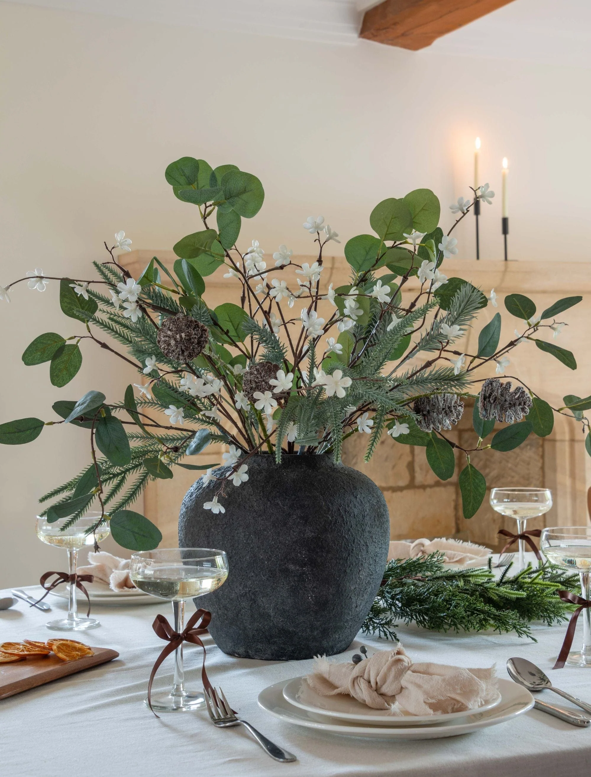 Faux Arrangement - Eucalyptus and Winter White - Image 6