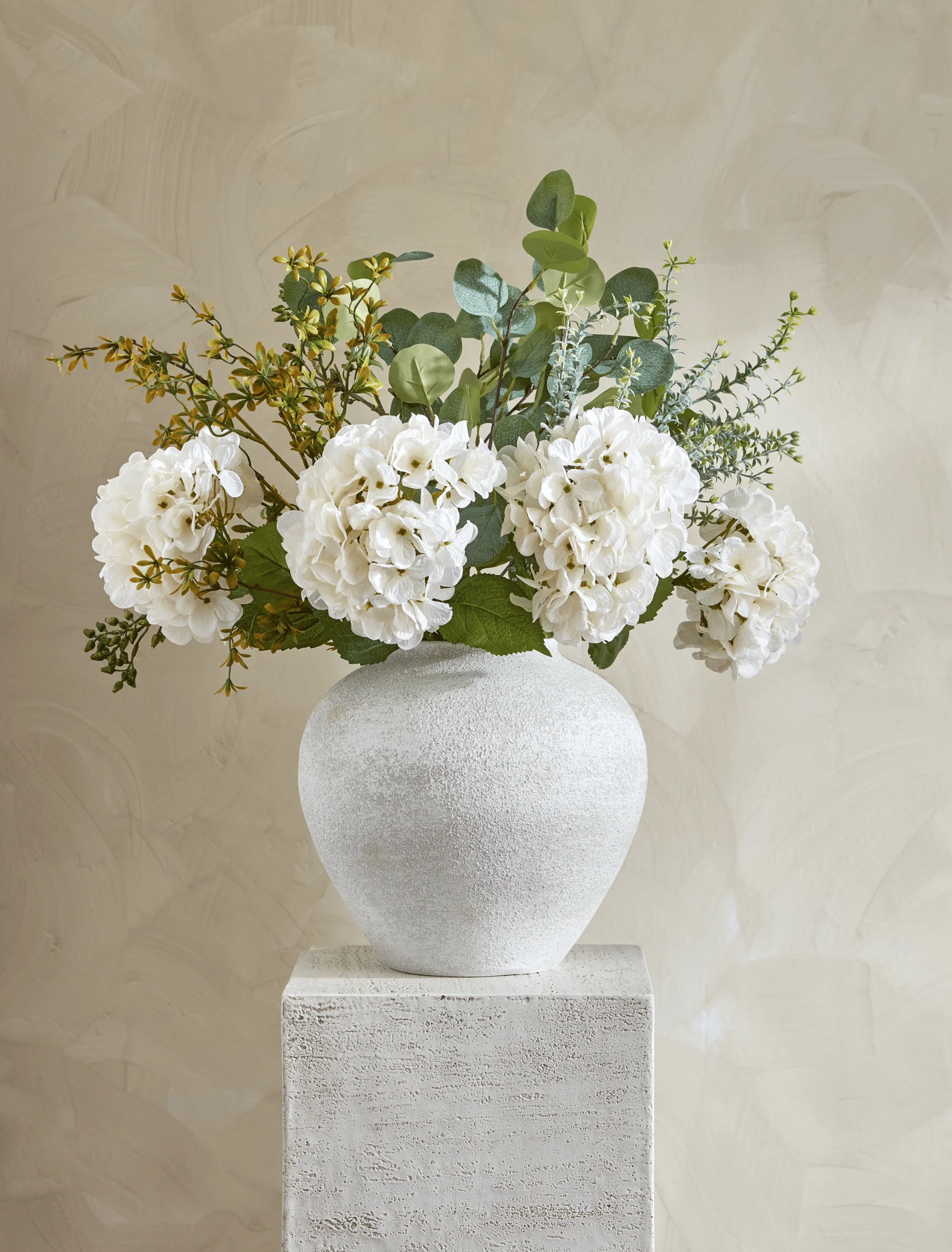 Faux Arrangement - Eucalyptus & White Hydrangea - Image 4