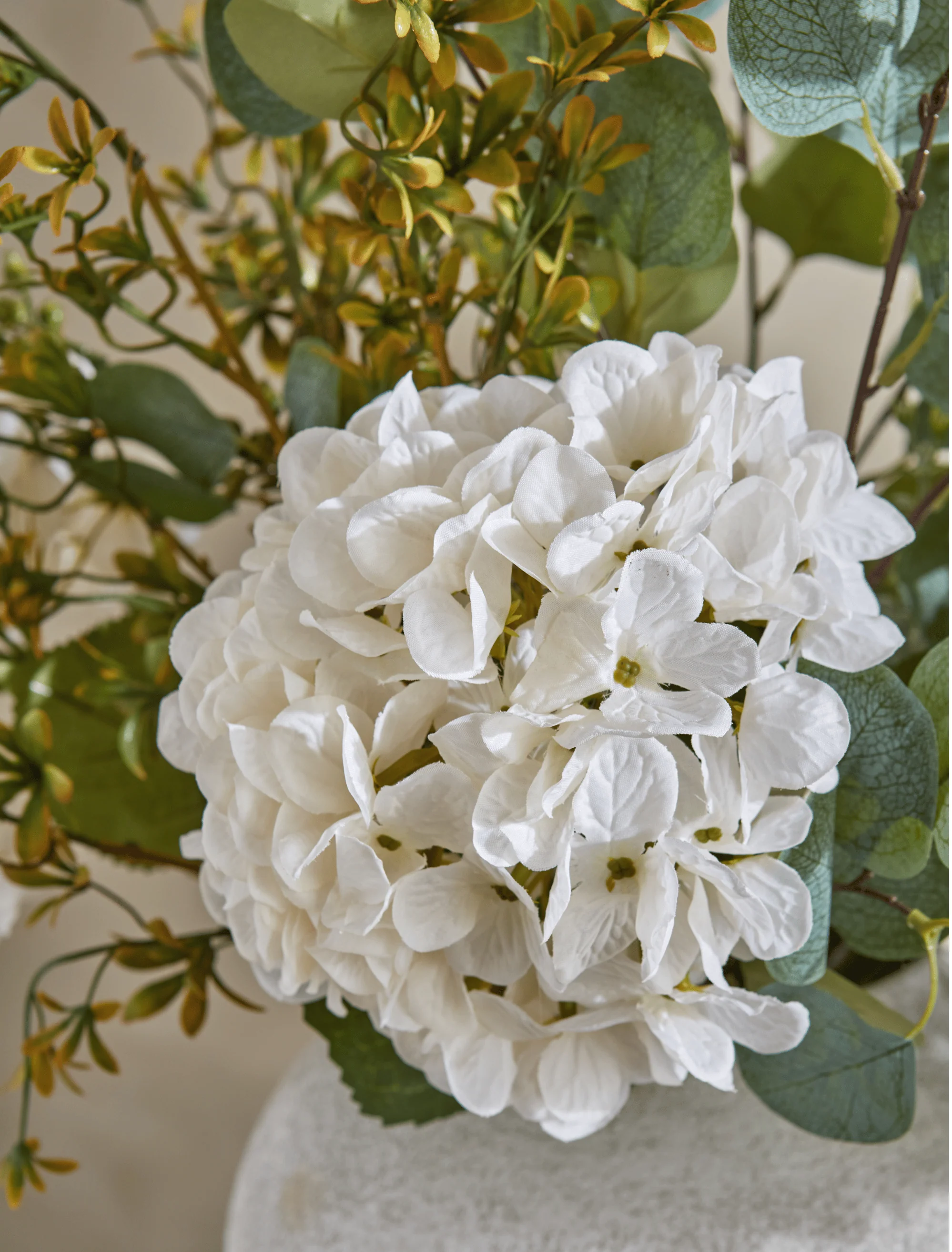 Faux Arrangement - Eucalyptus & White Hydrangea - Image 6