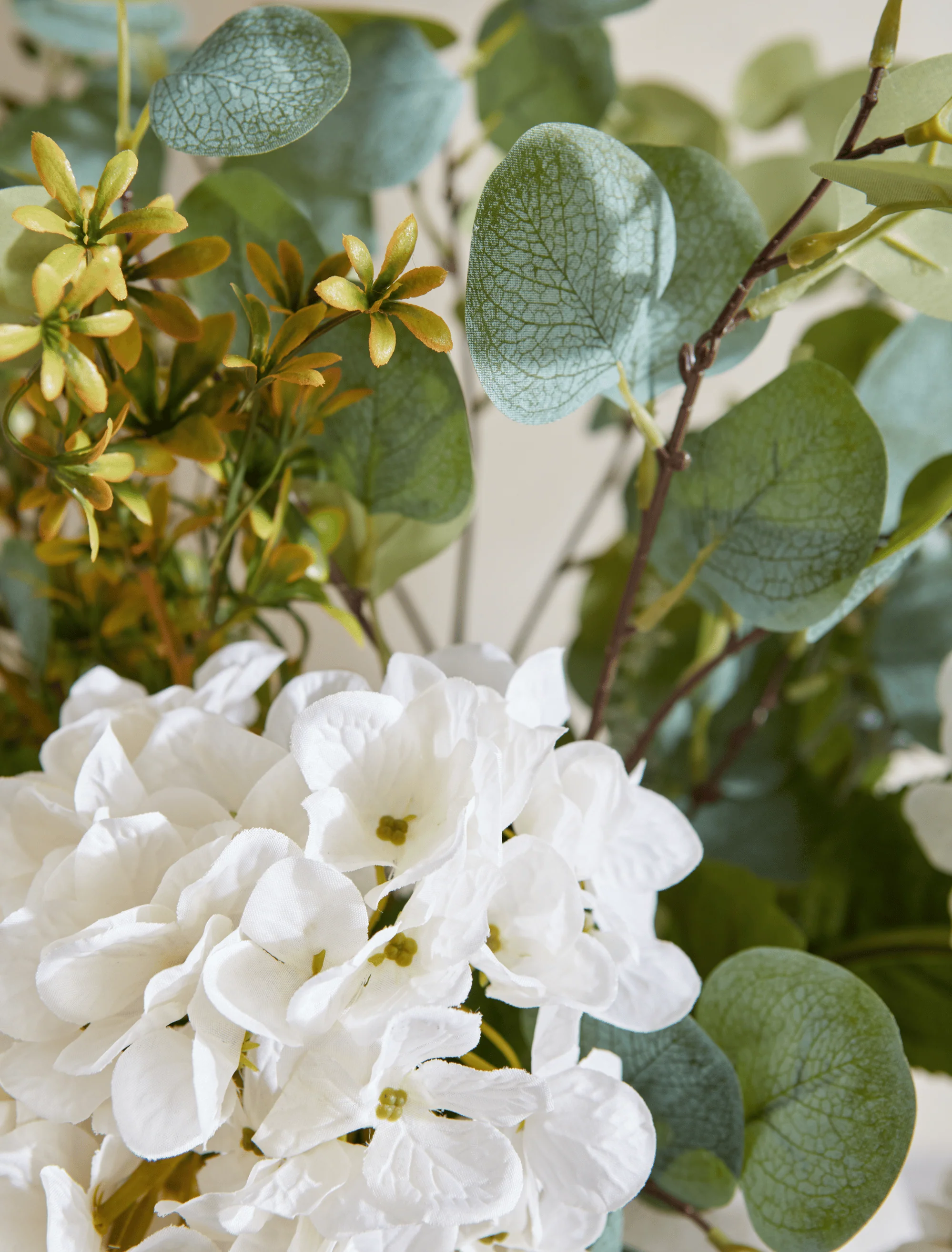 Faux Arrangement - Eucalyptus & White Hydrangea - Image 8
