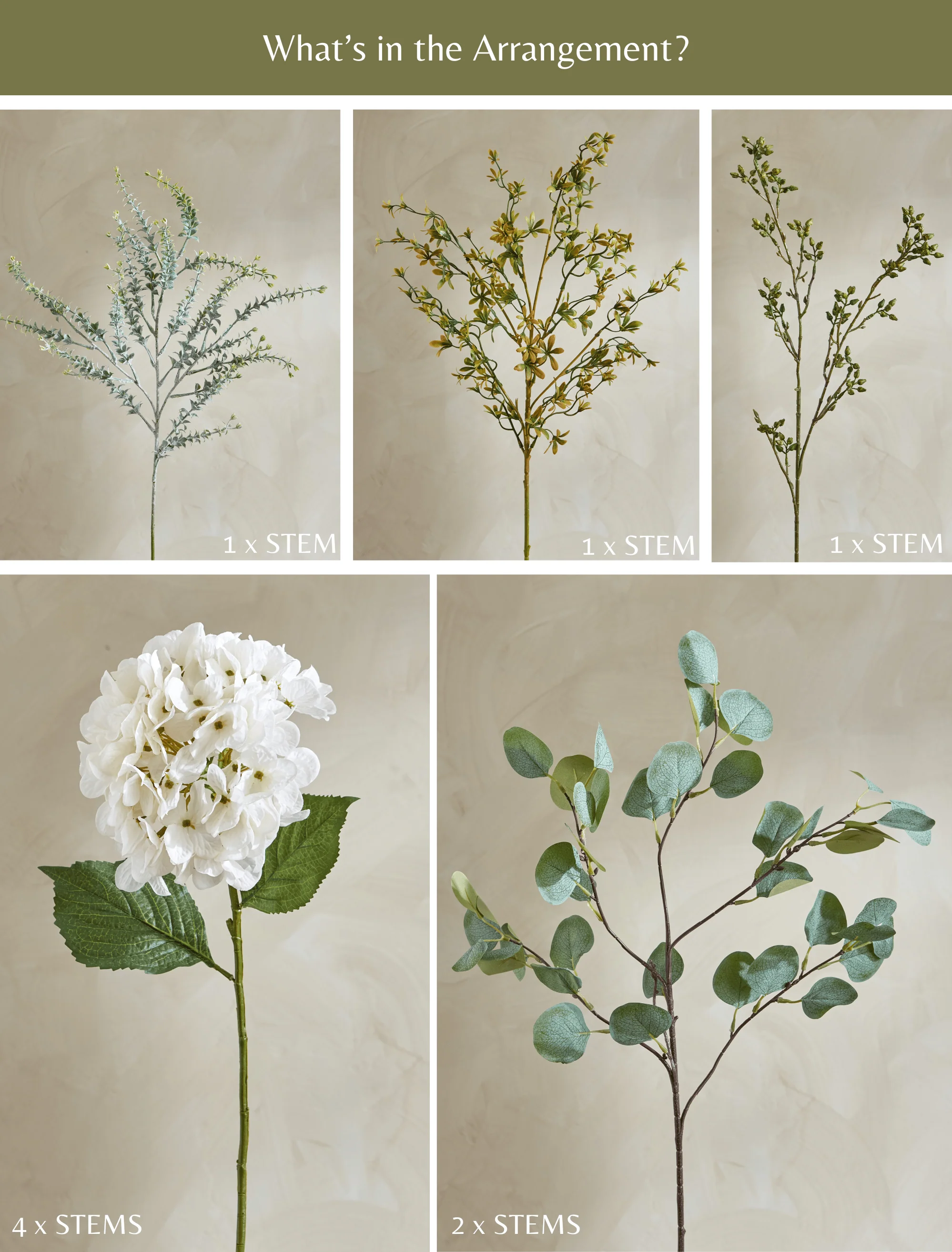 Faux Arrangement - Eucalyptus & White Hydrangea - Image 9