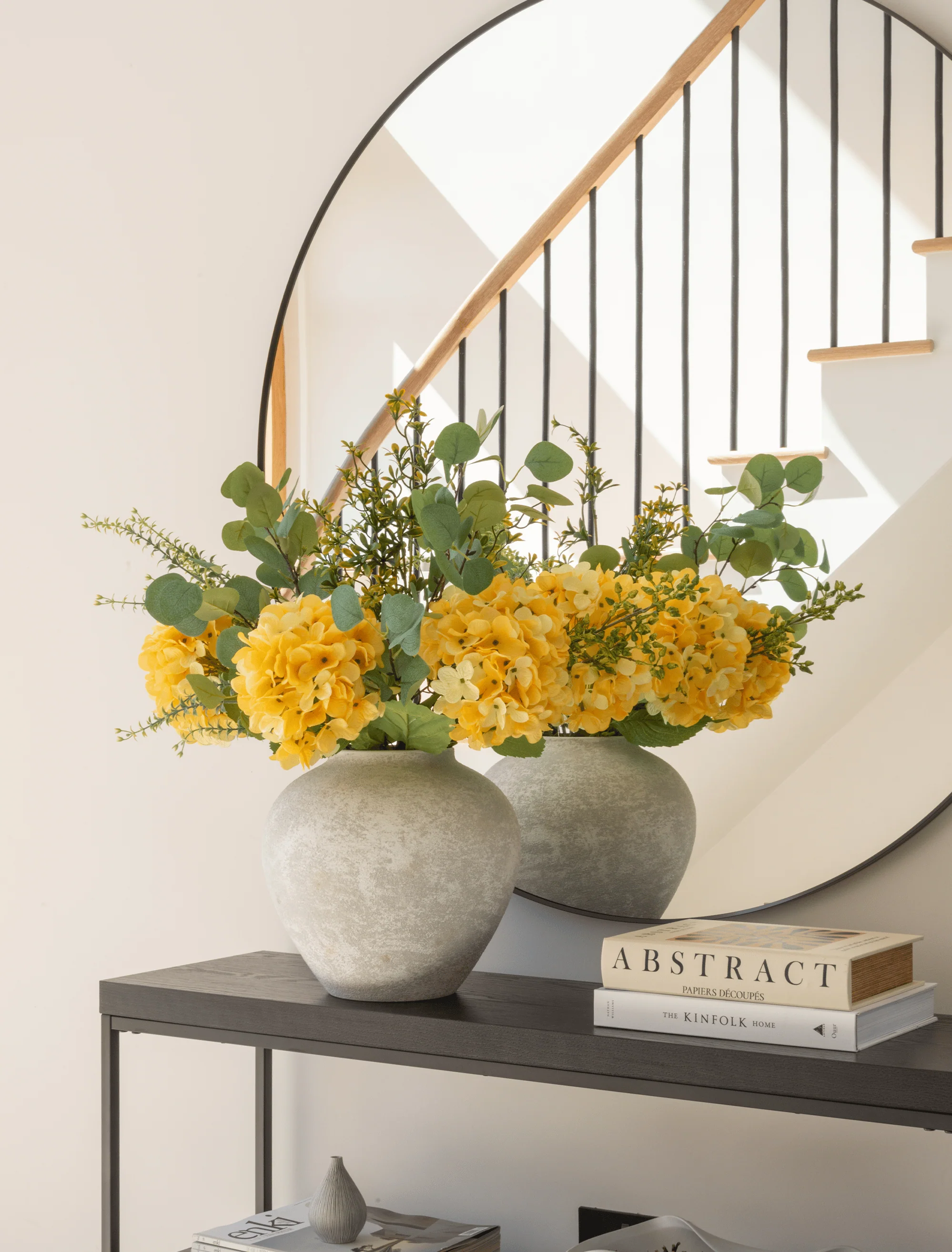 Faux Arrangement - Eucalyptus & Yellow Hydrangea - Image 4