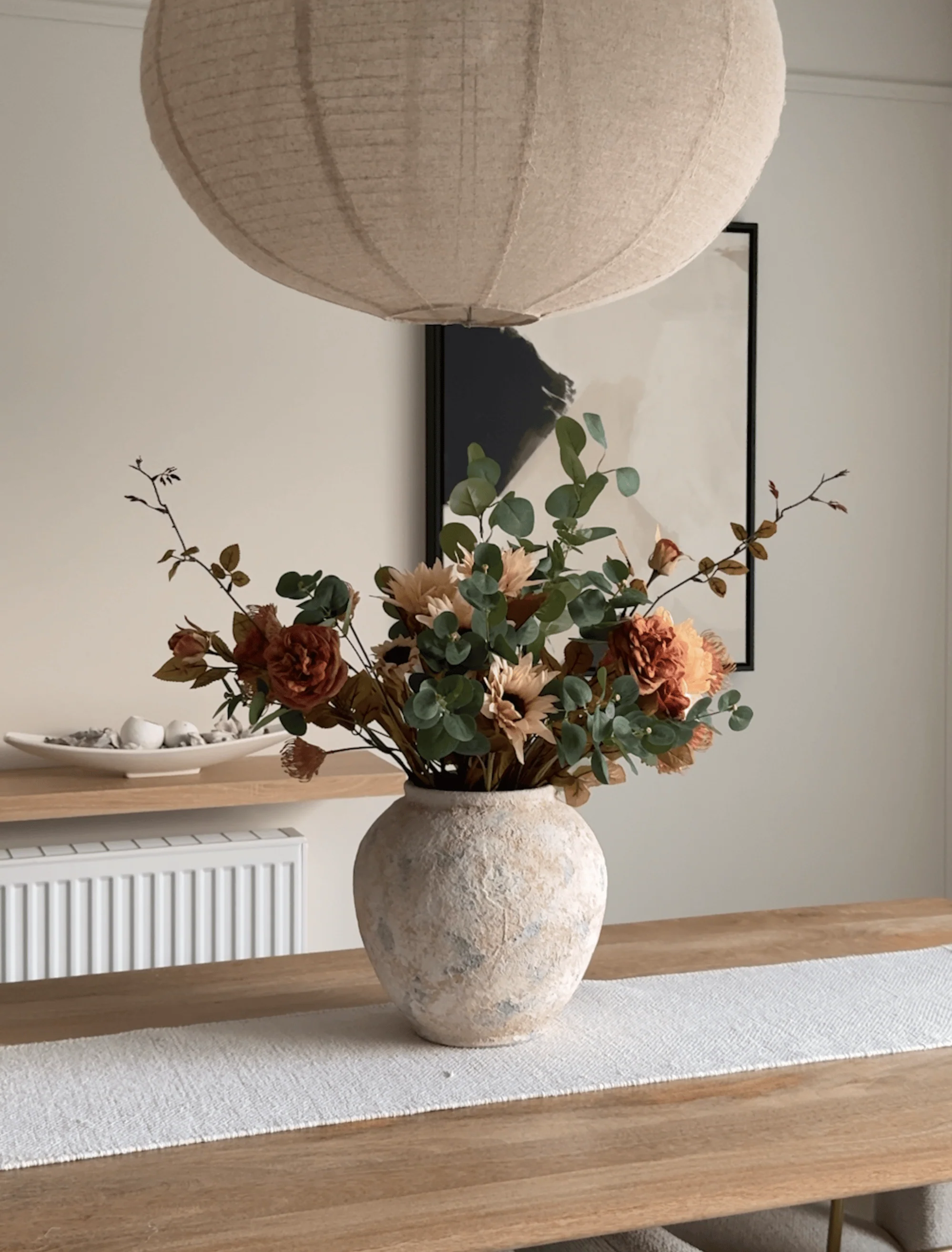 Faux Autumn Arrangement - Green & Beige - Image 3