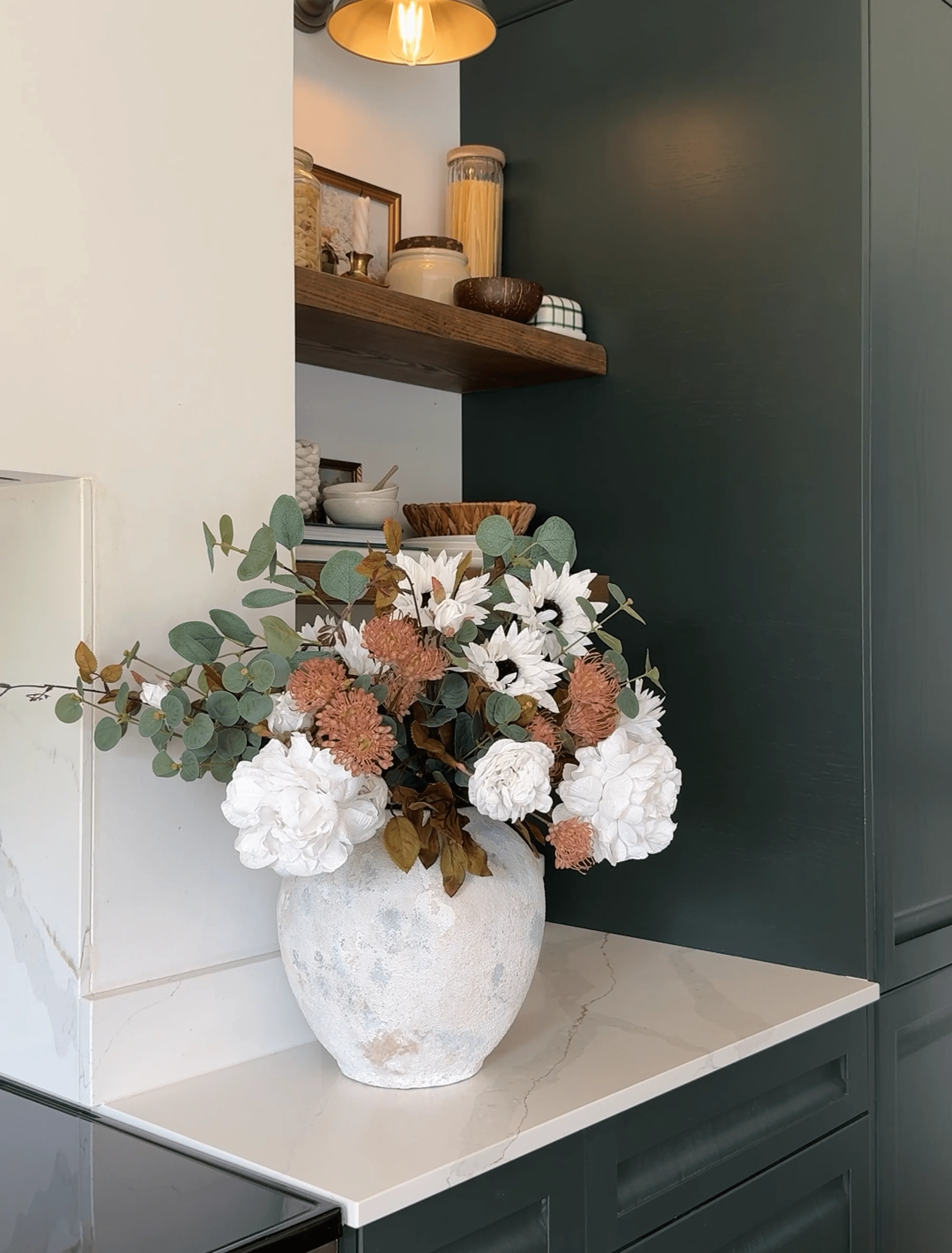 Faux Arrangement - White Peony & Sunflower - Image 7