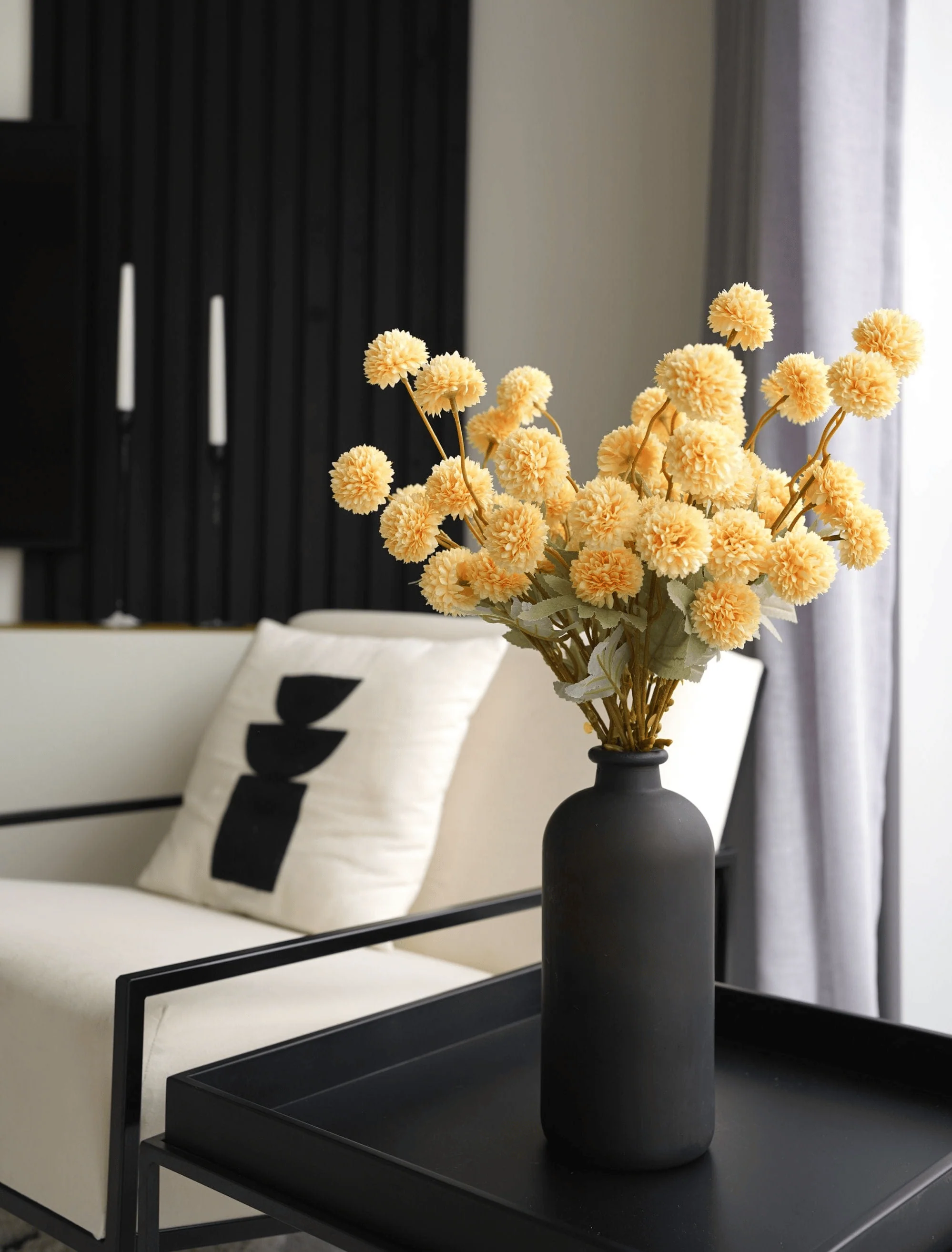 Faux Kiku Flower - Yellow (10 Stems / 50 Heads) - Image 3