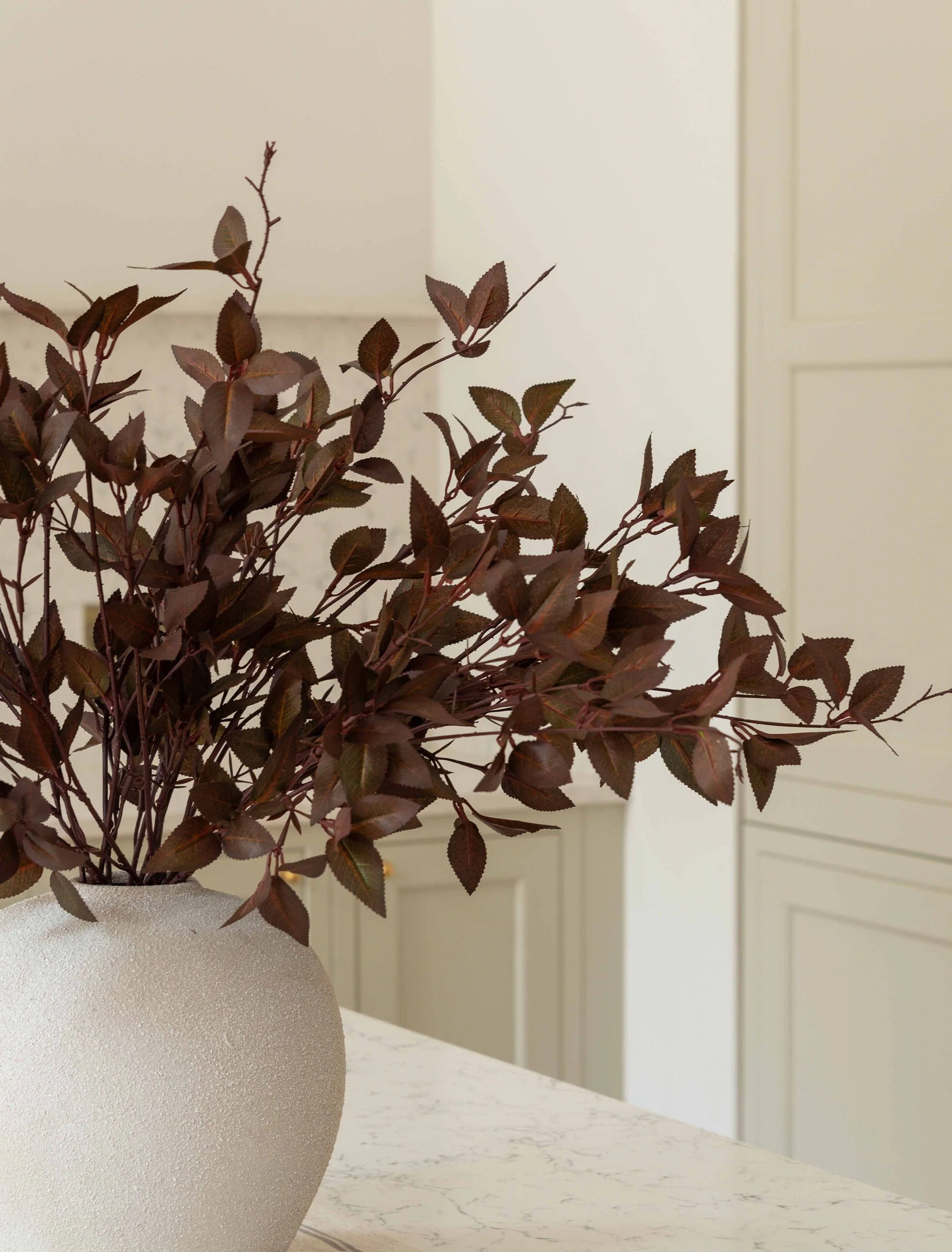 Faux Leaf Spray - Burgundy (9 Stems) - Image 4