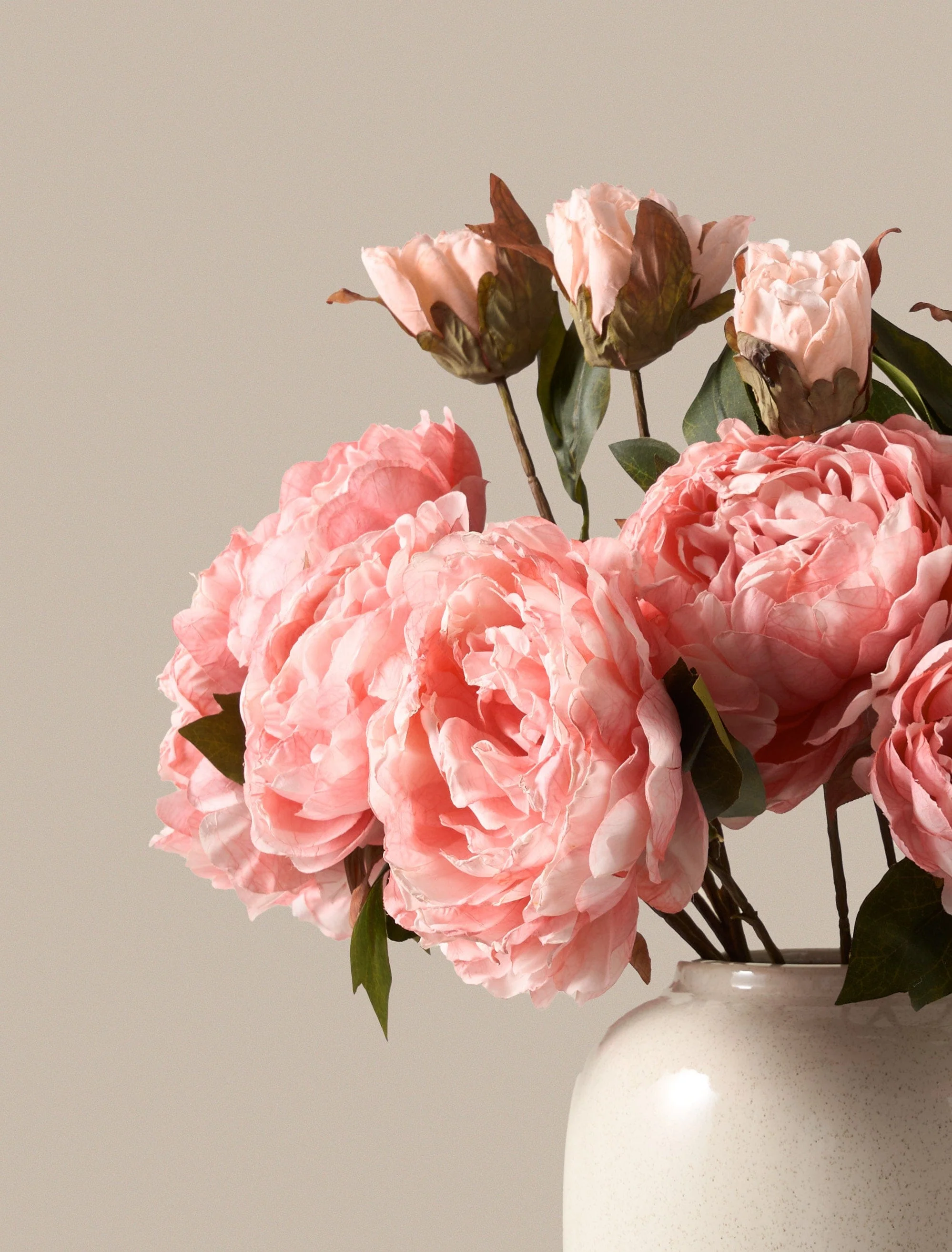 Faux Peony Arrangement - Pink (6 Stems) - Image 4