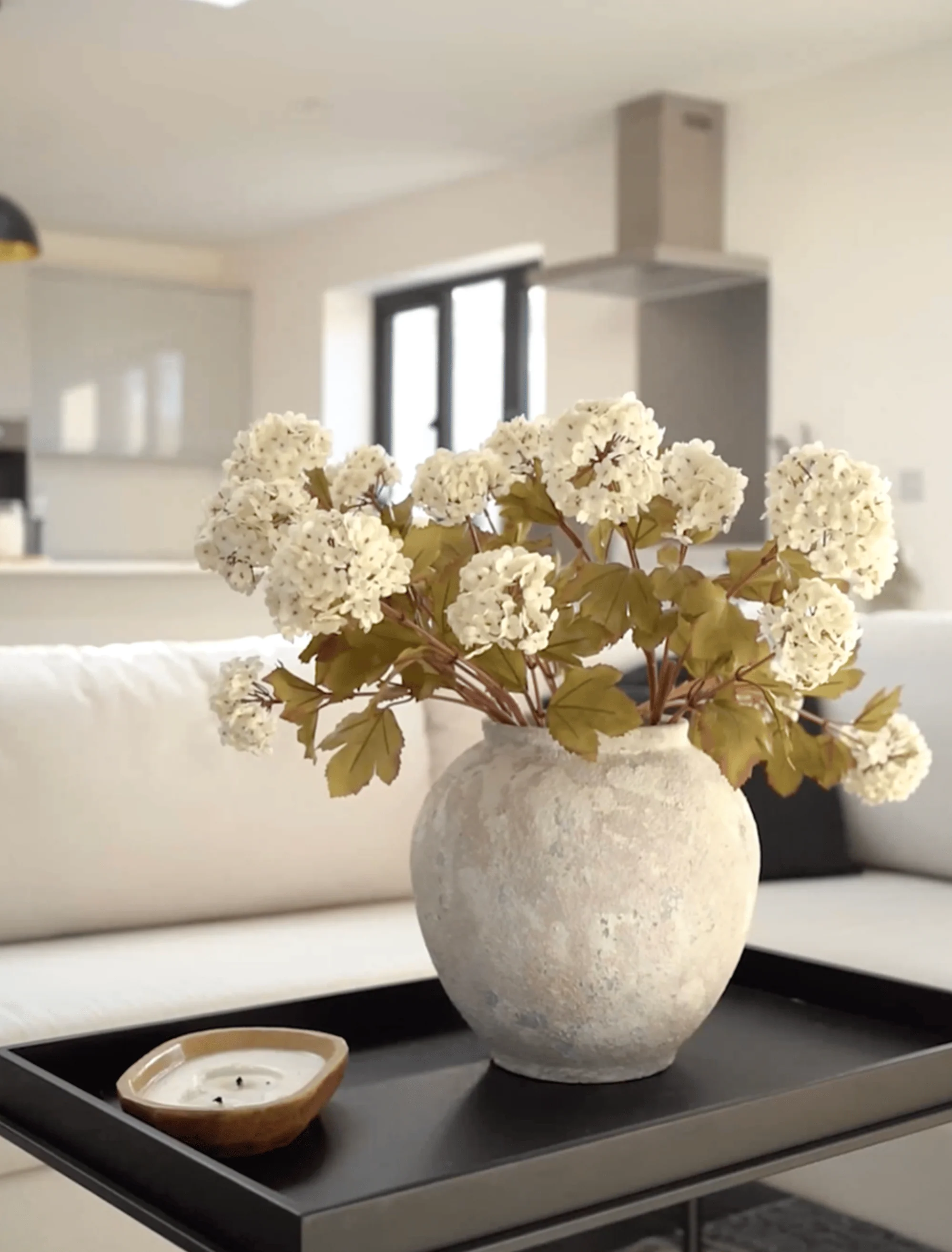 Faux Viburnum Flower - White (7 stems / 21 heads) - Image 6