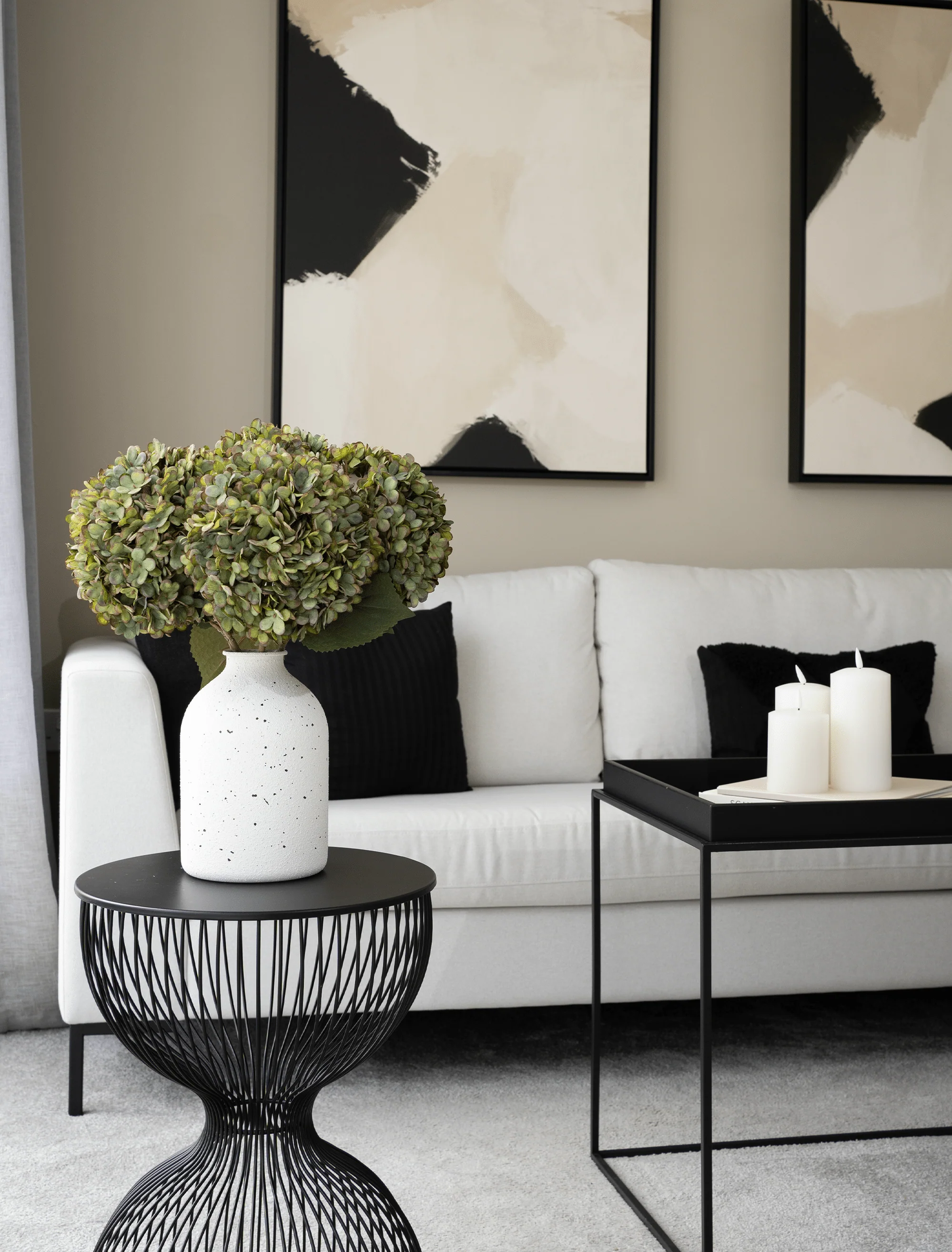 Large Faux Hydrangea - Green (5 Stems) - Image 3
