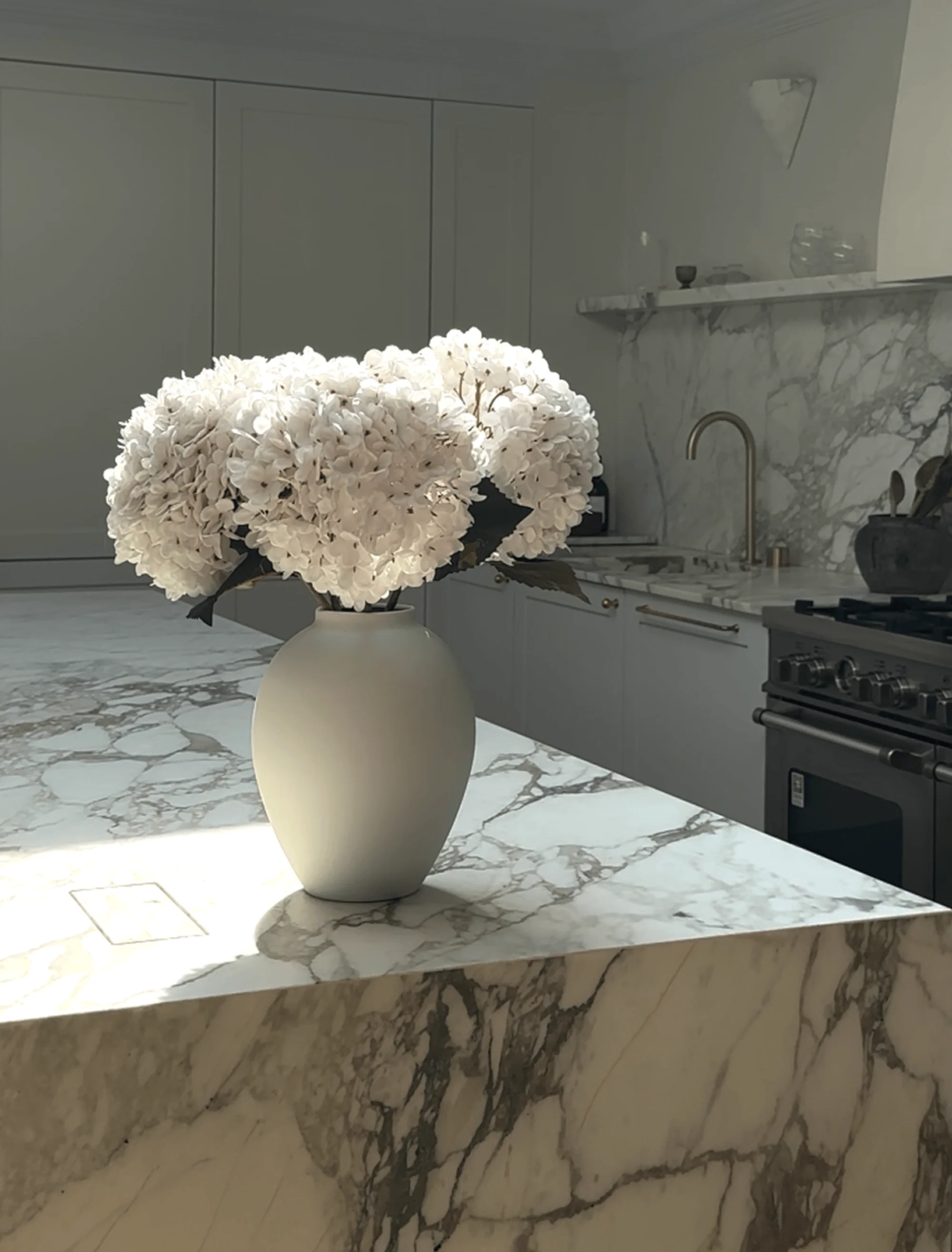 Large Faux Hydrangea - White (5 Stems) - Image 6