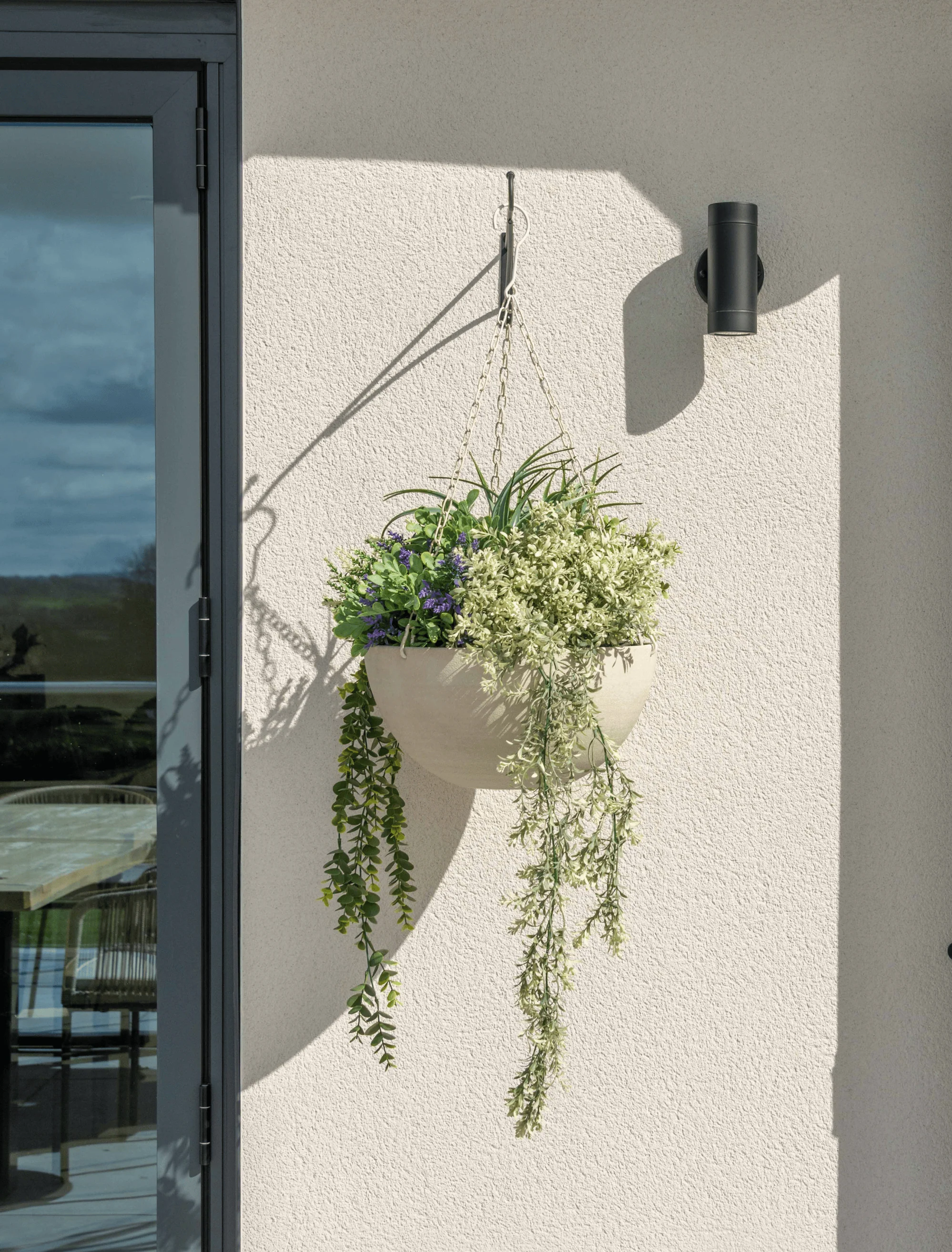 Outdoor Hanging Floral Basket - Green & Purple - Image 5